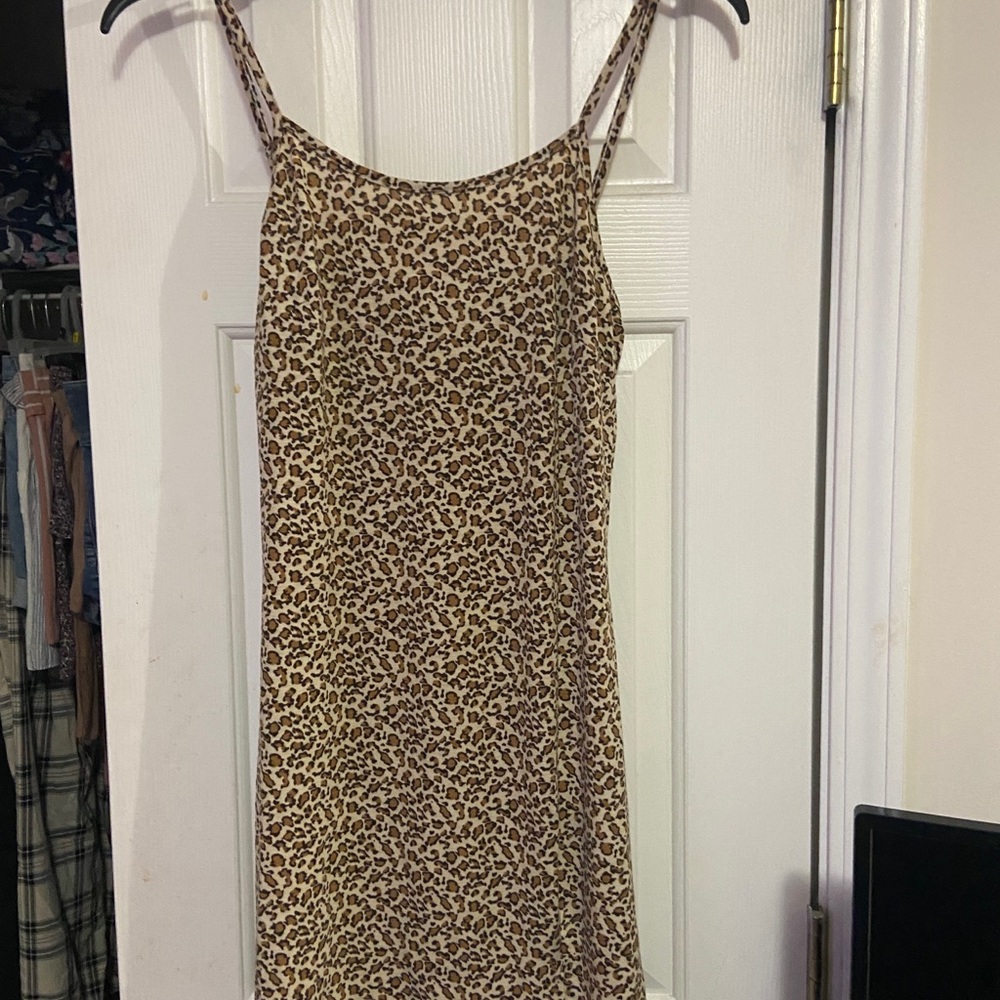 Split Hem Leopard Slip Dress